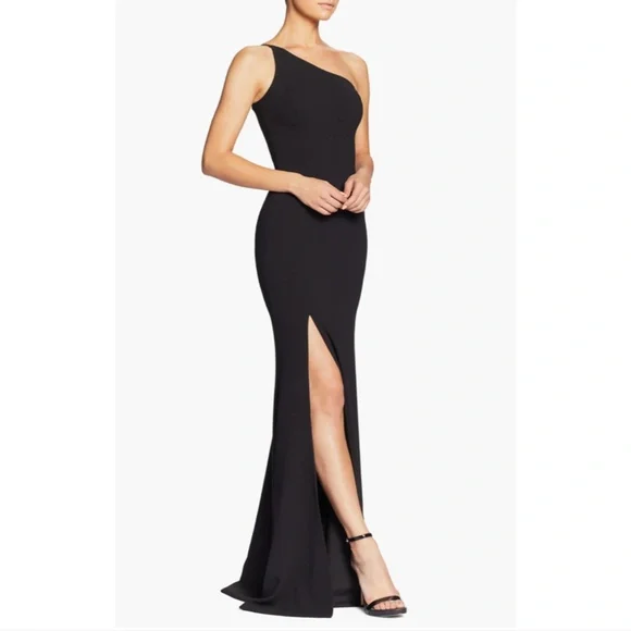 NEW‎ Dress the Population [ Medium ] Amy One Shoulder Crepe Gown in Black